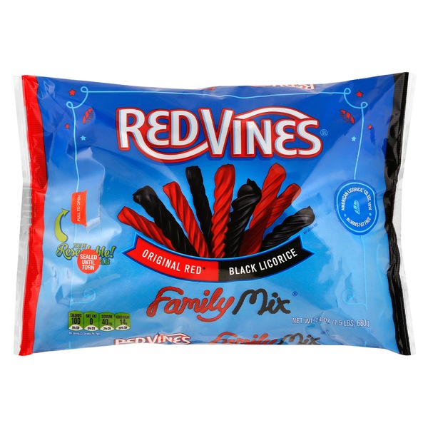 RED VINES, Family Mix Red & Black Licorice Candy, Resealable 24oz