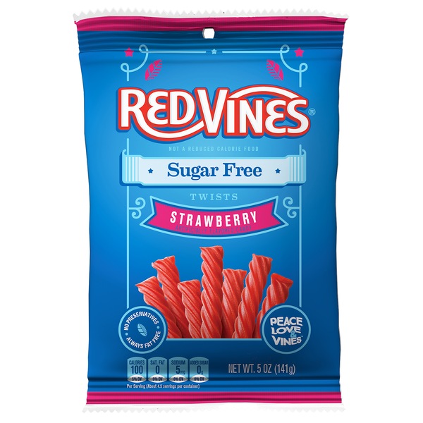 Red Vines Sugar Free Twists, Soft Strawberry Licorice Candy, 5 oz