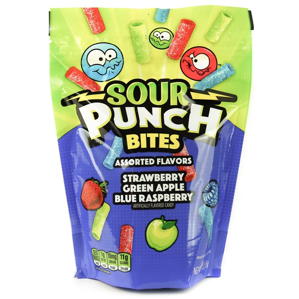 Sour Punch Bites, Assorted Chewy Candy, Resealable, 9 oz