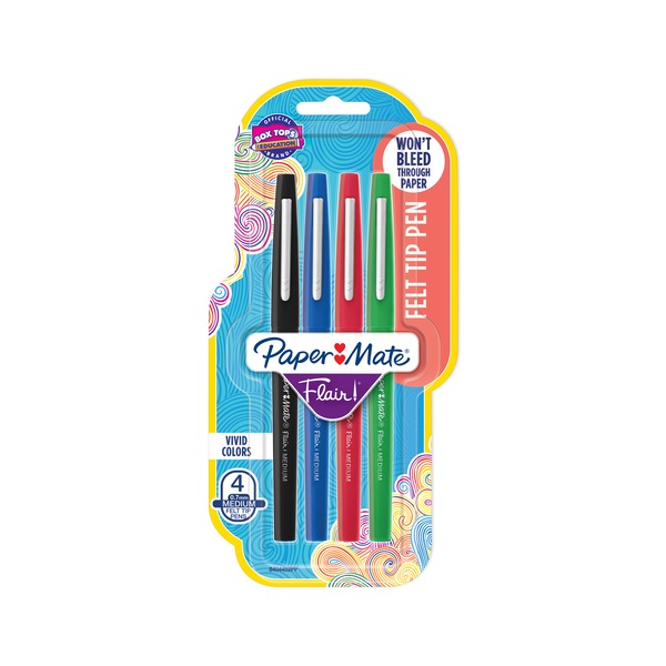 Paper Mate Flair Felt Tip Pens, Medium Point (0.7mm), Business Colors, 4 CT