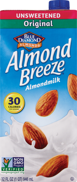 Blue Diamond Almond Breeze Unsweetened Almond Milk, 32 OZ