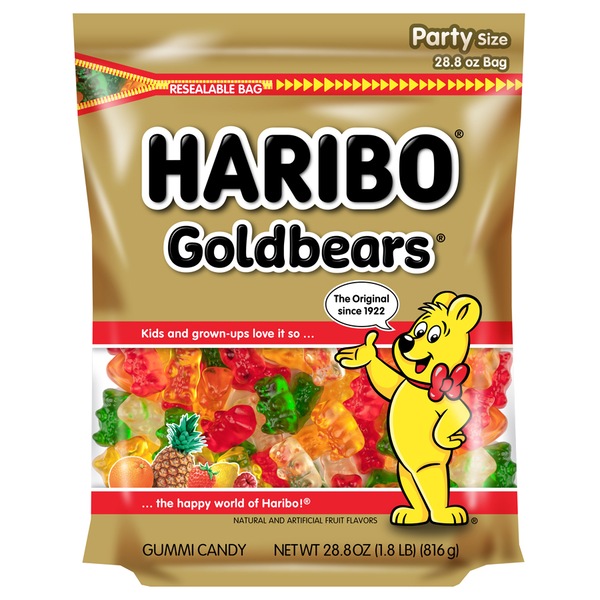 Haribo Goldbears Original Gummi Candy, Party Size Bag, 28.8 oz