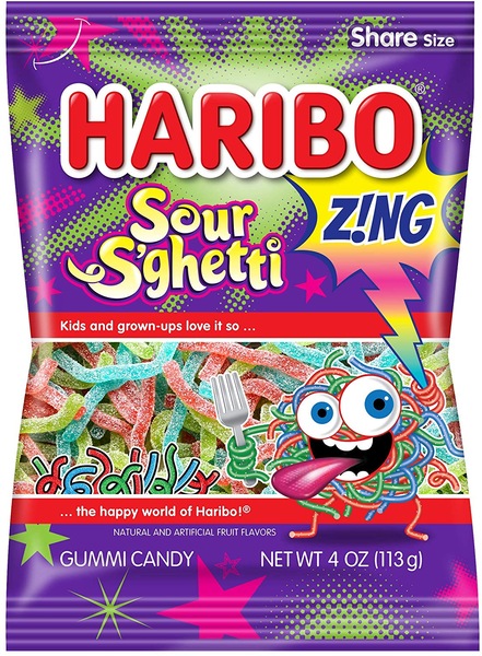 Haribo Z!NG Sour S'ghetti Gummi Candy, 7.2 o