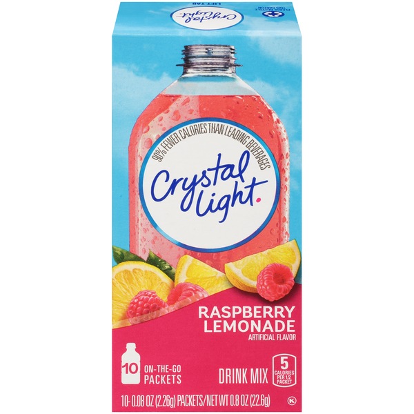 Crystal Light On-The-Go Drink Mix Packets, Raspberry Lemonade, 10 ct