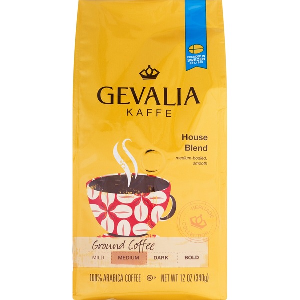 Gevalia Kaffe House Blend Ground Coffee Medium/Dark, 12 oz