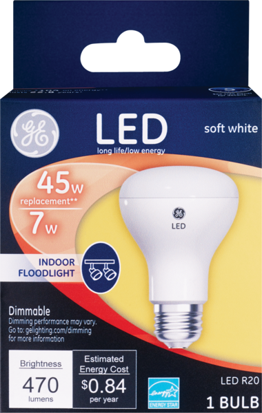 GE Reveal R20 7w LED Bulb, Soft White