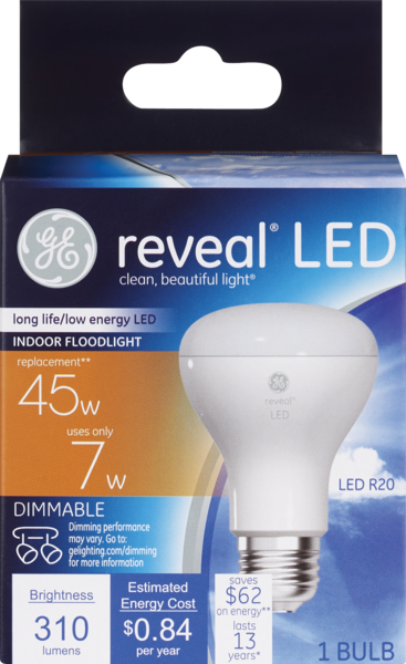 GE Reveal R20 Flood 7w LED Bulb