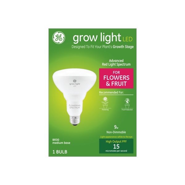 GE Grow Light LED 9W Advanced Red Light Spectrum BR30 Light Bulb (1-Pack)