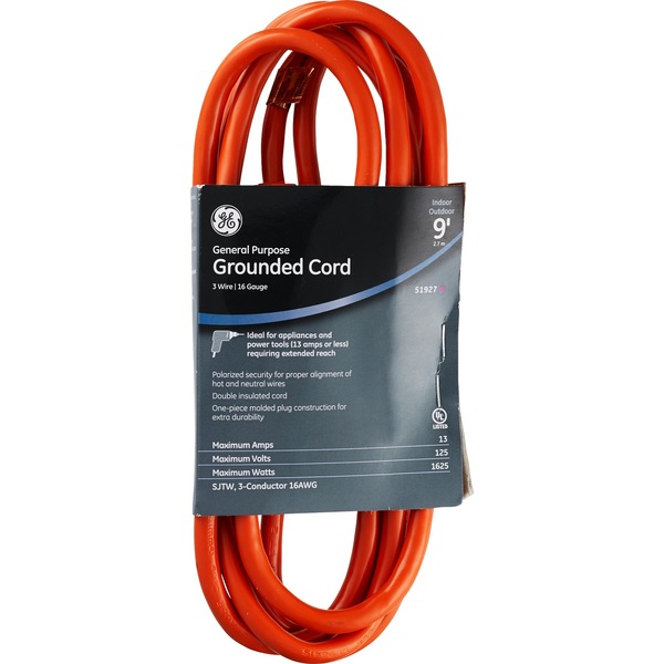 GE - Cable a tierra para uso general, para interiores/exteriores, 9', anaranjado