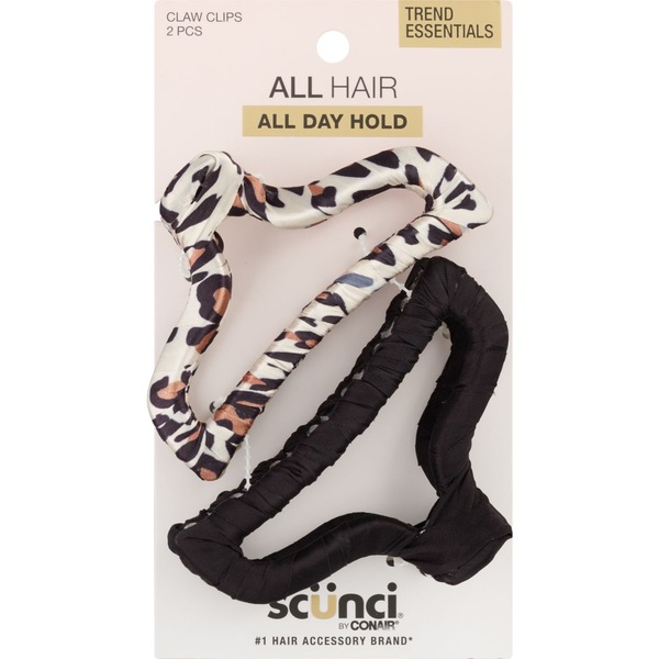 Scunci All Day Hold Claw Clips, Leopard/Black, 2 CT