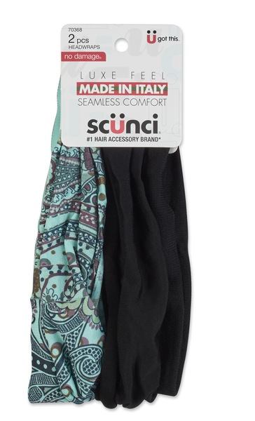 Scunci No Damage Seamless Ponytailers, Solid & Paisley, 2 CT