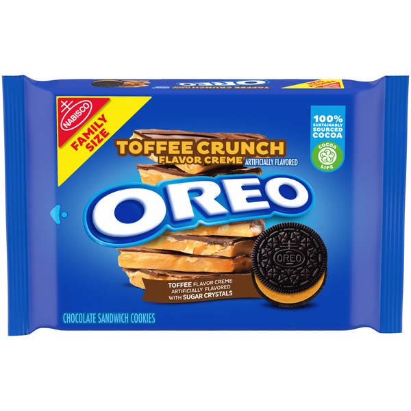 OREO Toffee Crunch Creme Chocolate Sandwich Cookies, Family Size, 17 oz