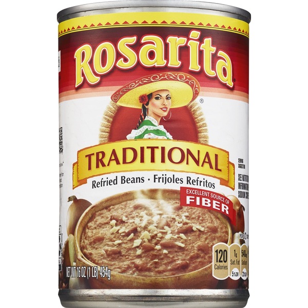 Rosarita Traditional Refried Beans, Can, 16 oz