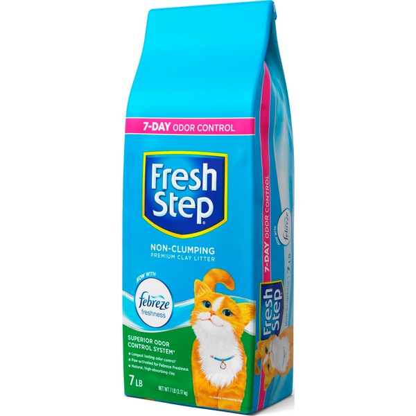 Fresh Step Non-Clumping Premium Clay Litter, Febreze Freshness, 7 lbs