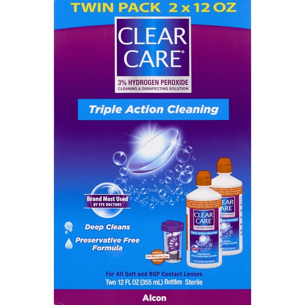 Clear Care Cleaning and Disinfecting Solution for Contact Lenses, 12 fl oz, Twin Pack