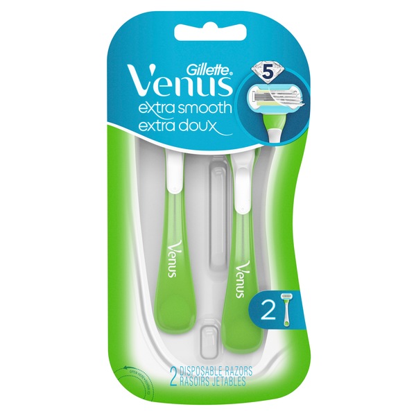 Gillette Venus Extra Smooth 5-Blade Disposable Razors, 2 CT