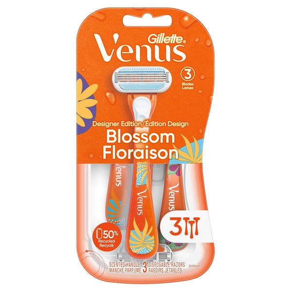 Gillette Venus Blossom 3-Blade Disposable Razors, 3 CT