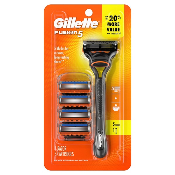 Gillette Fusion 5 5-Blade Razor + 5 Razor Blade Refills