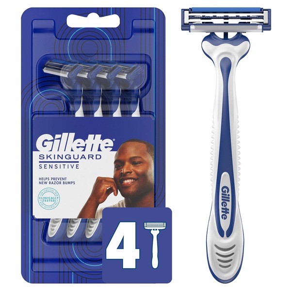 Gillette Skinguard Sensitive 2-Blade Disposable Razor, 4 CT