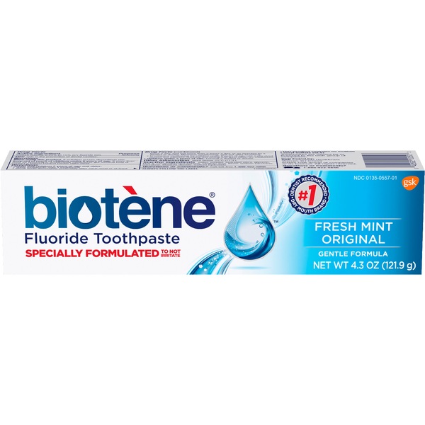 Biotene Fluoride Toothpaste, Gentle Formula, Fresh Mint, 4.3 OZ