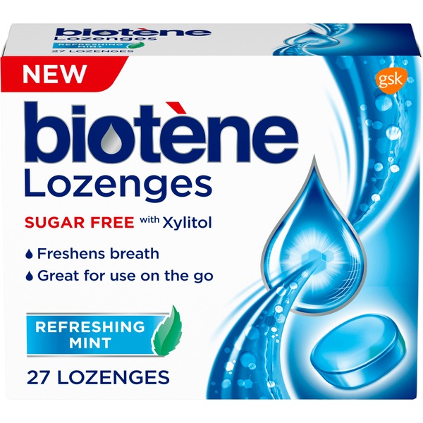 Biotene - Pastillas para boca seca, para un aliento fresco, Refreshing Mint, 27 u.