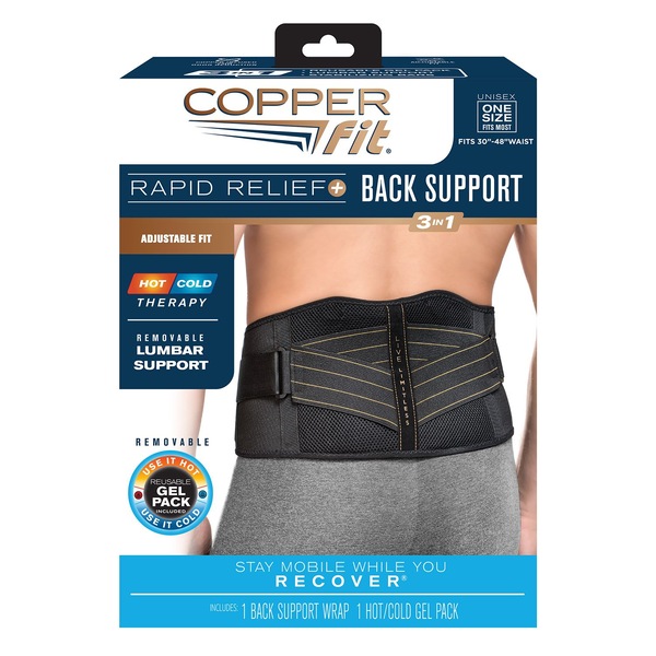 Copper Fit Rapid Relief Back Support Brace with Hot/Cold Therapy