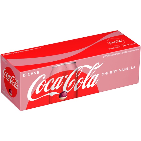 Cherry Vanilla Coke, Cherry Vanilla Flavored Coca-Cola Soda Pop Soft Drink, Fridge Pack, 12 fl oz, 12 Pack