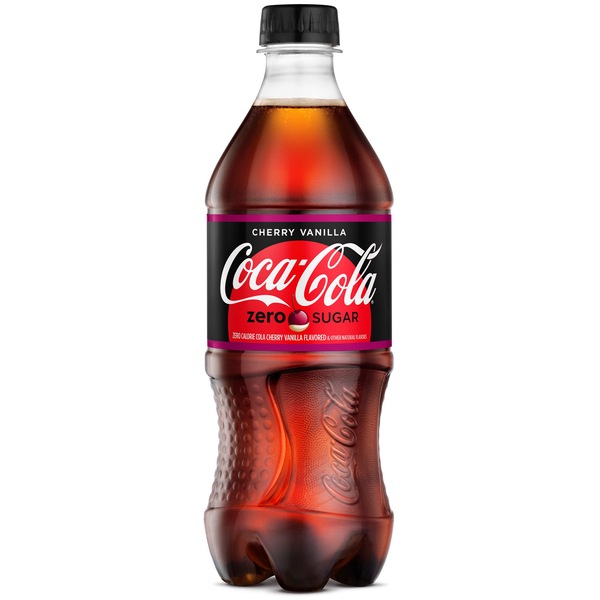 Cherry Vanilla Coke Zero Sugar, Cherry Vanilla Flavored Coca-Cola Diet Soda Pop Soft Drink, 20 fl oz