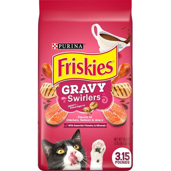 Friskies Gravy Swirlers, Chicken/Salmon/Gravy Dry Cat Food (Bag)