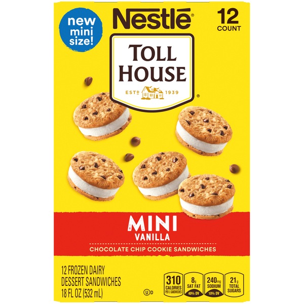 Nestle Toll House Mini Vanilla Chocolate Chip Cookie Sandwiches, 12 Count