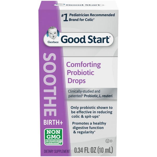 Gerber Good Start Soothe Comforting Baby Probiotic Drops for Dietary Supplement, 0.34 fl. oz. Bottle