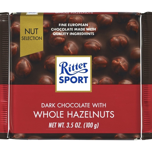 Ritter Sport Dark Chocolate with Whole Hazelnuts, 3.5 oz