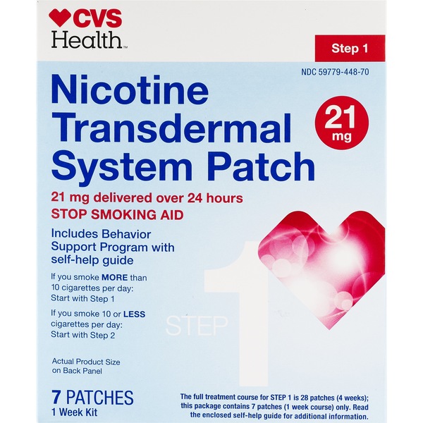 CVS Health Nicotine Transdermal System 21mg Patch, Step 1