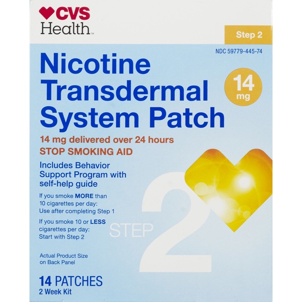 CVS Health Nicotine Transdermal System 14mg Patch, Step 2, 14 CT