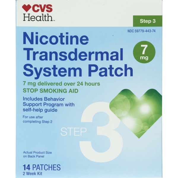 CVS Health Nicotine Transdermal System 7mg Patch, Step 3, 14 CT