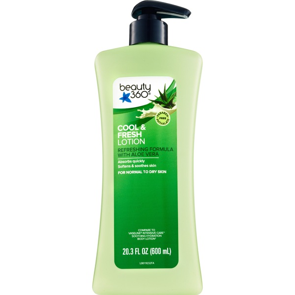 Beauty 360 Cool & Fresh - Loción, Refreshing Aloe Vera, 10 oz