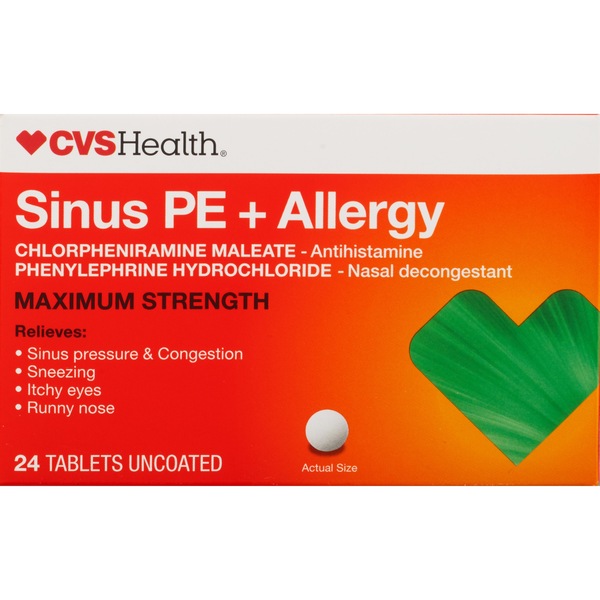 CVS Health Maximum Strength Sinus PE + Allergy Relief, 24 CT