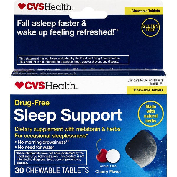 CVS Health Natural Sleep Aid Chewable Tablets, Cherry, 30 CT