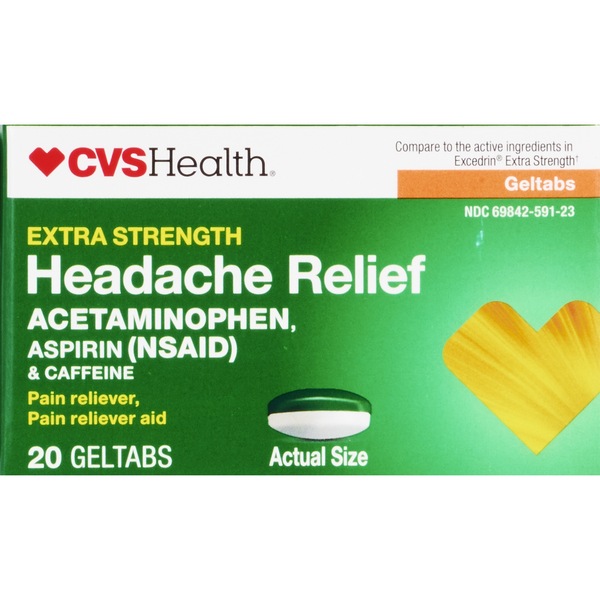 CVS Health Extra Strength Headache Relief Acetaminophen, Aspirin (NSAID) & Caffeine Geltcaps