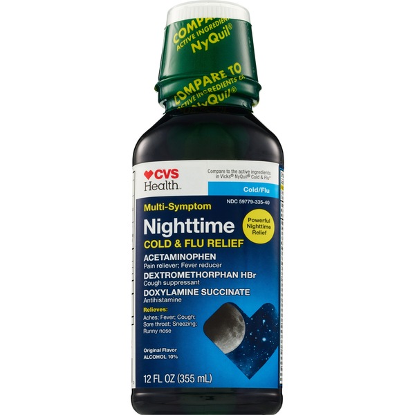 CVS Health Multi-Symptom Nighttime Cold & Flu Relief, Original, 12 OZ