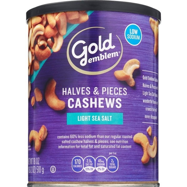 Gold Emblem Cashews Halves & Pieces, Light Sea Salt, 18 oz