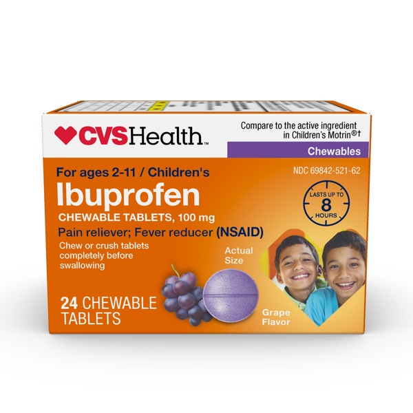 CVS Health Junior Strength Ibuprofen Chewable Tablets, Grape