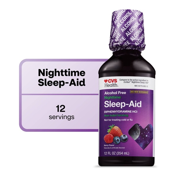 CVS Health Nighttime Sleep Aid - Jarabe, Berry