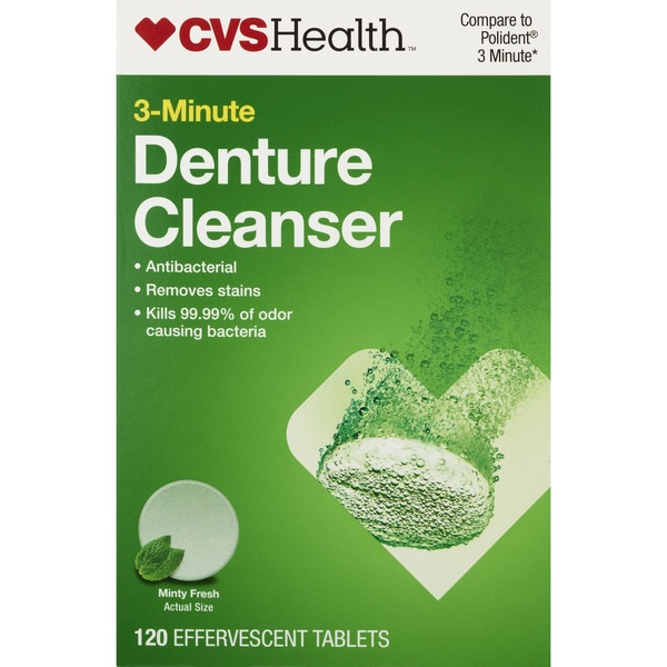 CVS Health 3-Minute Denture Cleanser Tablets, Minty Fresh