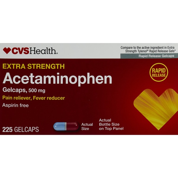 CVS Health Extra Strength Acetaminophen Pain Reliever & Fever Reducer 500 MG Gelcaps
