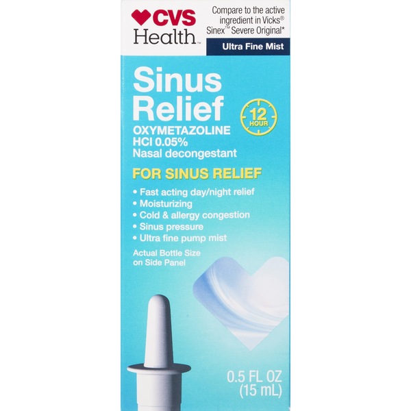 CVS Health 12HR Sinus Relief Spray Oxymetazoline 0.05%, 0.5 OZ