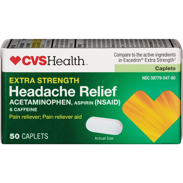 CVS Health Extra Strength Headache Relief Acetaminophen, Aspirin (NSAID) & Caffeine Caplets
