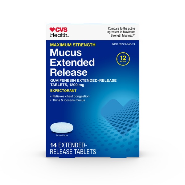 CVS Health 12HR Maximum Strength Mucus Extended Release Tablets