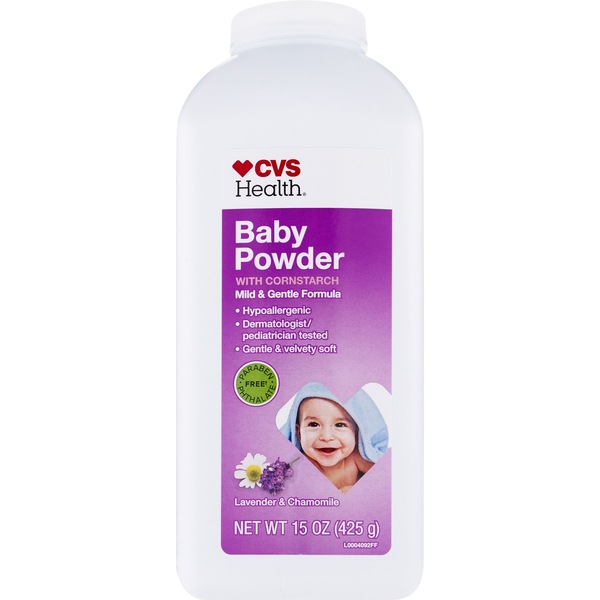 CVS Health Lavender & Chamomile Baby Powder with Cornstarch, 15 OZ