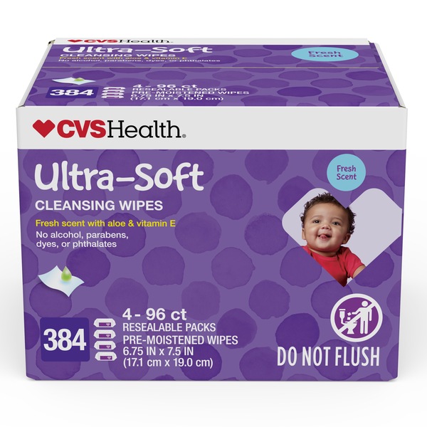 CVS Health Ultra-Soft Cleansing Wipes, 96 CT, 4 PK